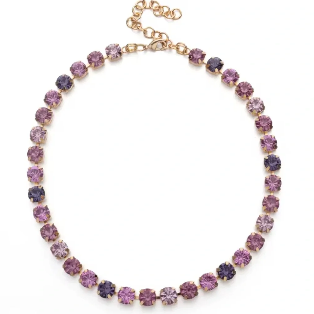 J. Crew Purple and Pink Crystal Tennis Necklace - Picture 2 of 3